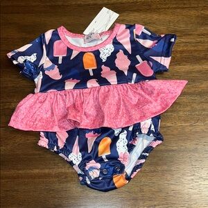 New Pete+Lucy Ice Cream Print Baby Romper size 3-6m